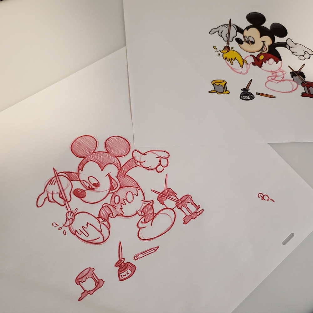 Disney Mickey Mouse coloring himself Drawing/sketch animation signed Art - Picture 3 of 5